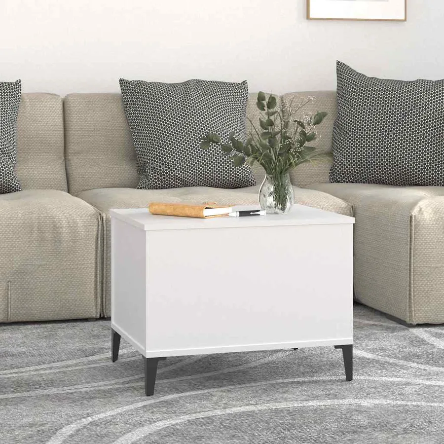 Table basse Blanc 60x44,5x45 cm Bois d'ingénierie - 3