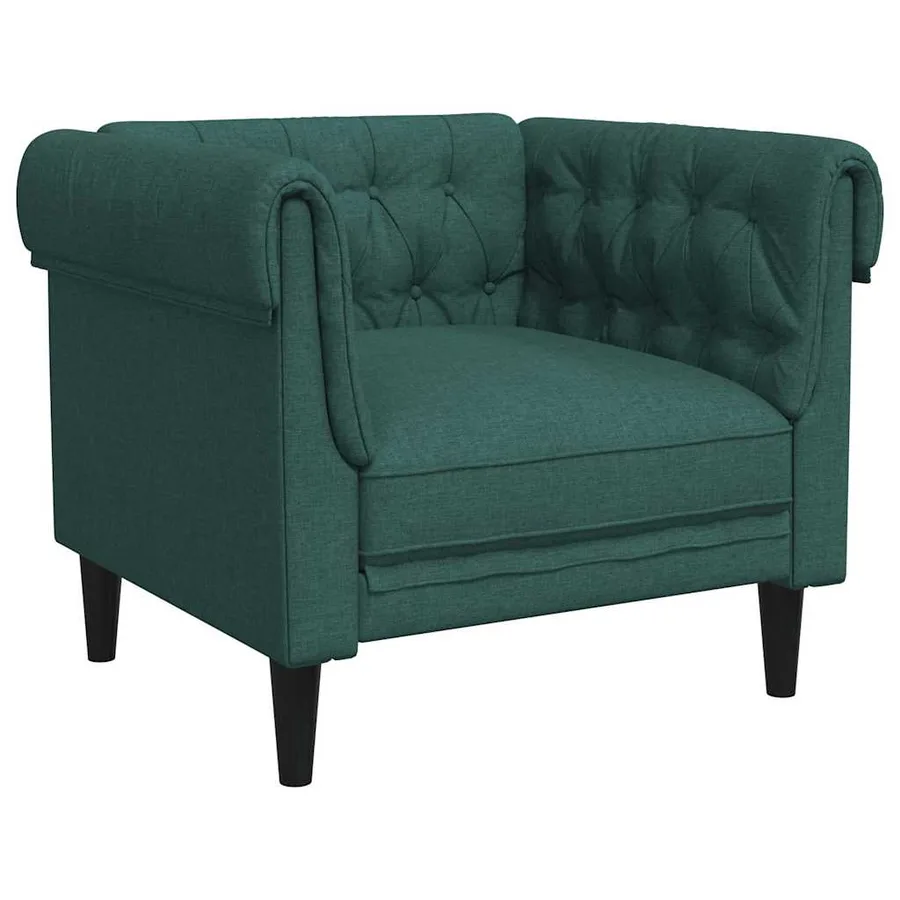 Fauteuil Chesterfield vert foncé tissu - 2