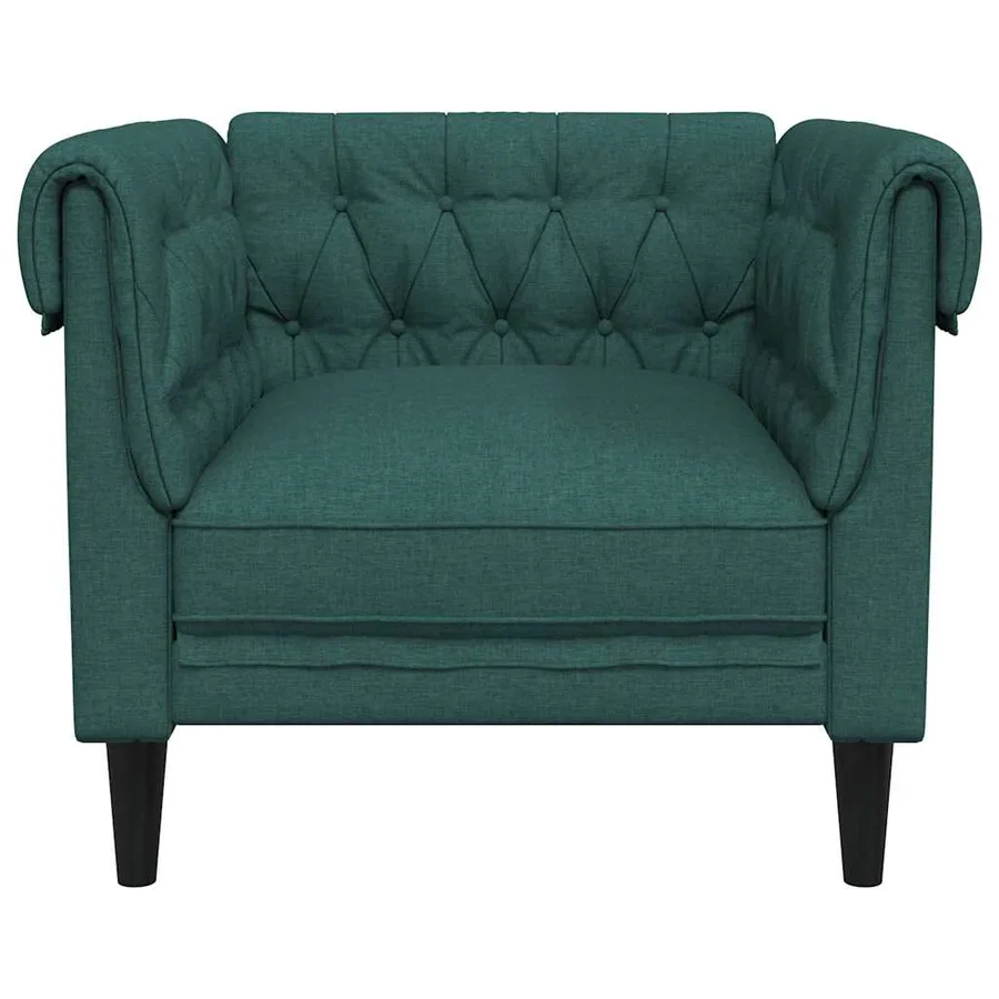 Fauteuil Chesterfield vert foncé tissu - 4