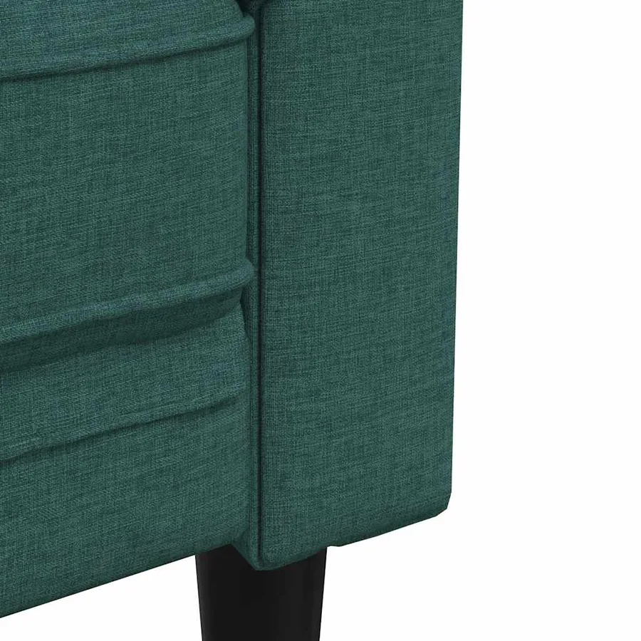 Fauteuil Chesterfield vert foncé tissu - 7