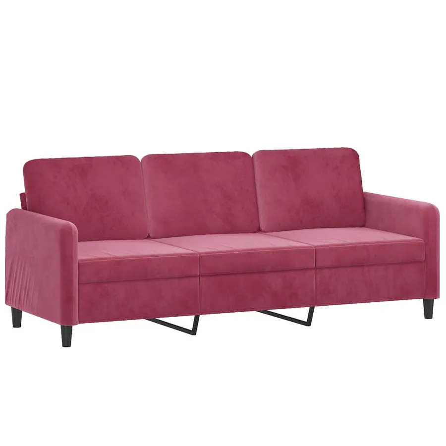 Ensemble de canapés 3 pcs rouge bordeaux velours - 4