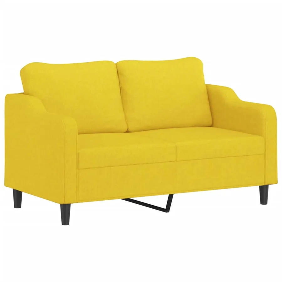 Ensemble de canapés 3 pcs avec coussins Jaune clair Tissu - 4