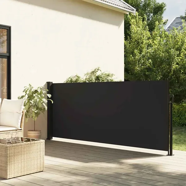 Auvent latéral rétractable noir 117x300 cm