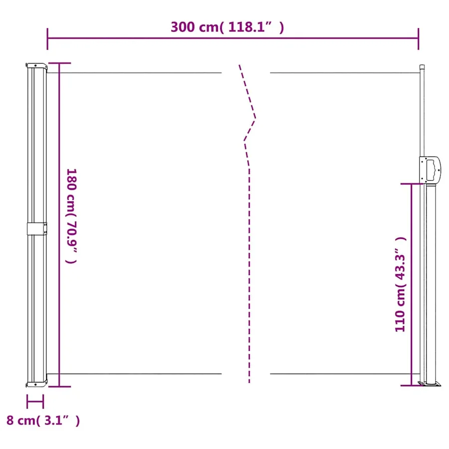 Auvent latéral rétractable crème 180x300 cm - 10
