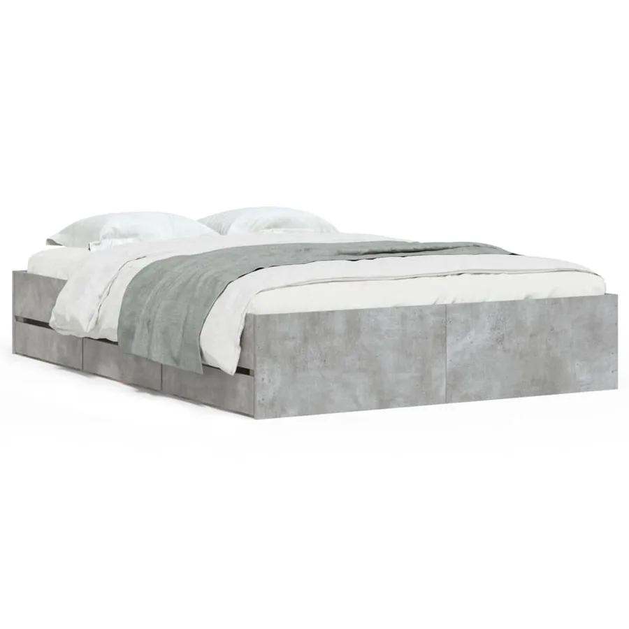 Cadre de lit avec tiroirs sans matelas gris béton 120x190 cm - 2