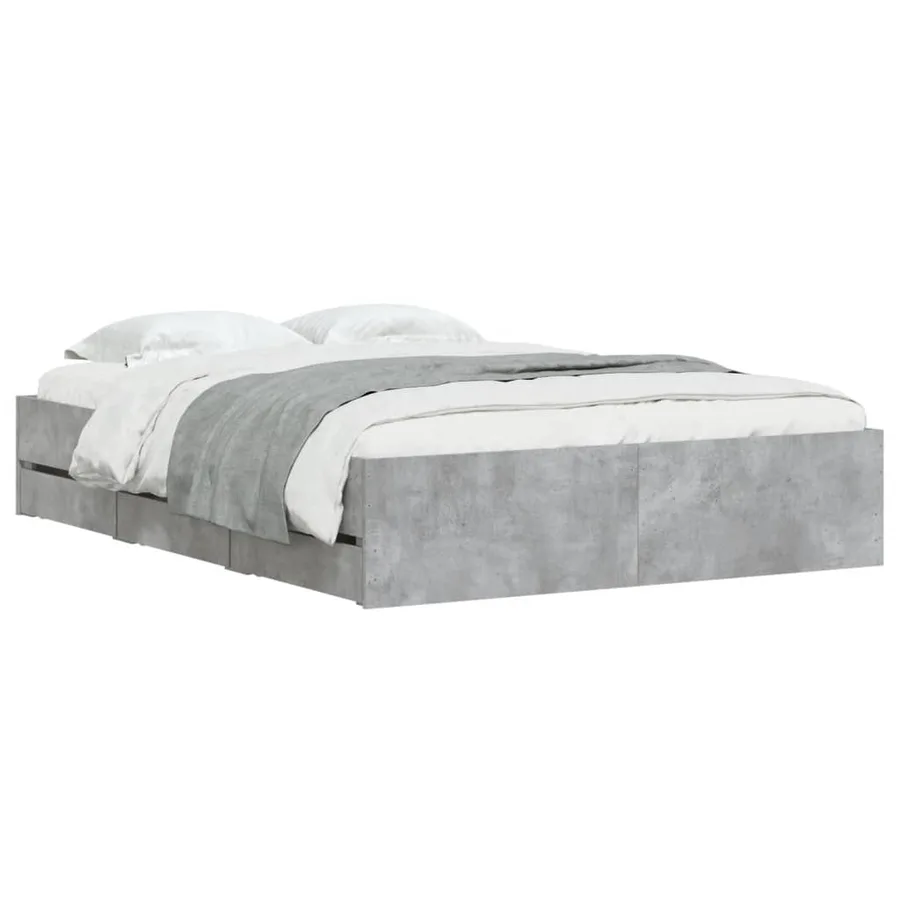 Cadre de lit avec tiroirs sans matelas gris béton 120x190 cm - 3