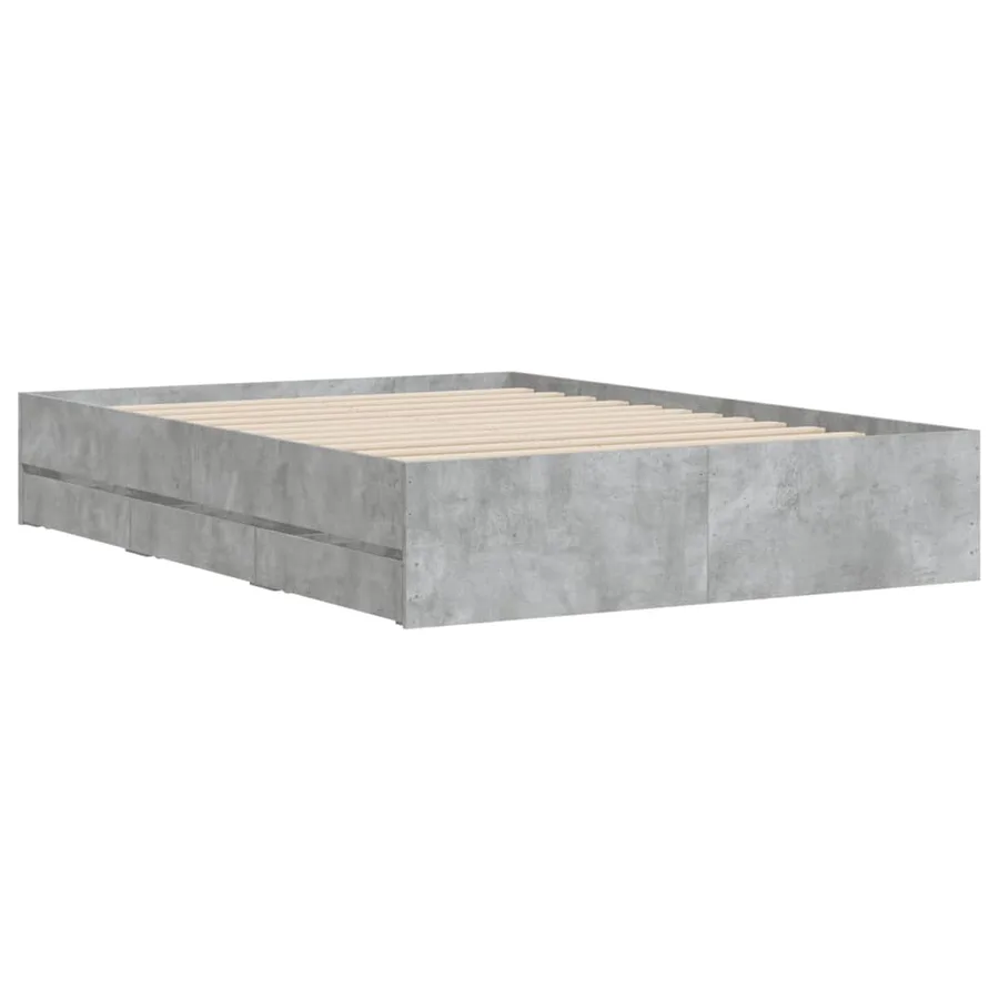 Cadre de lit avec tiroirs sans matelas gris béton 120x190 cm - 4