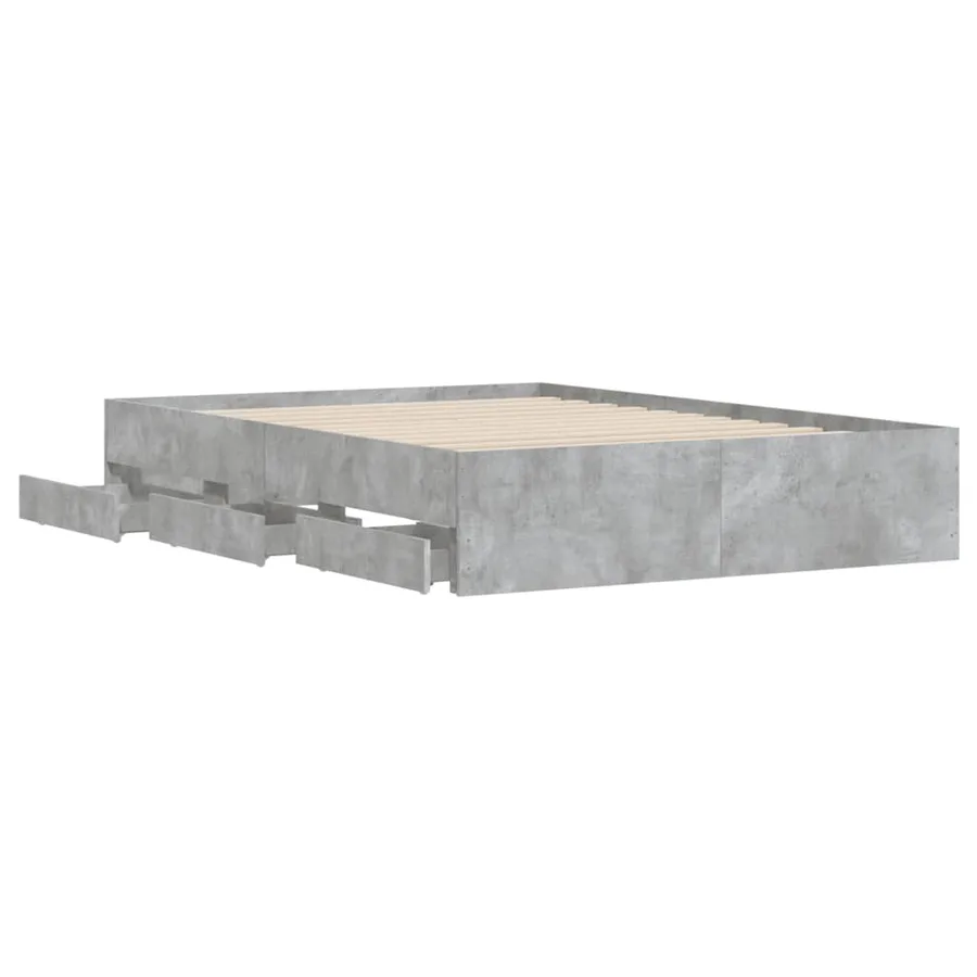 Cadre de lit avec tiroirs sans matelas gris béton 120x190 cm - 5