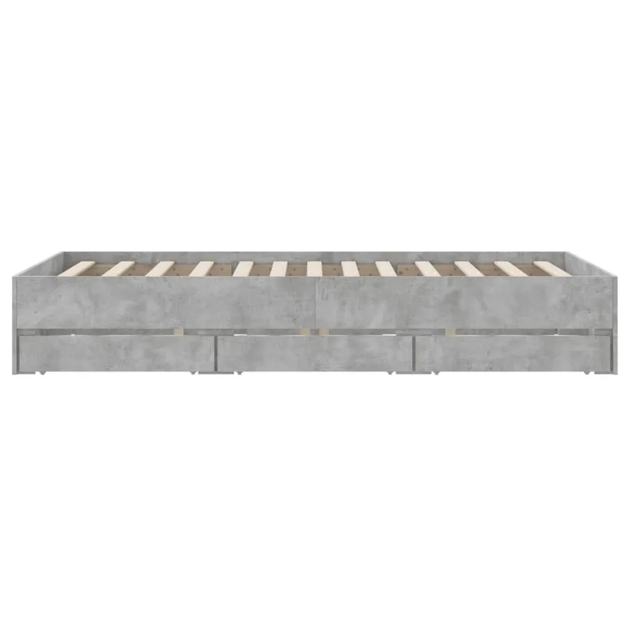 Cadre de lit avec tiroirs sans matelas gris béton 120x190 cm - 7