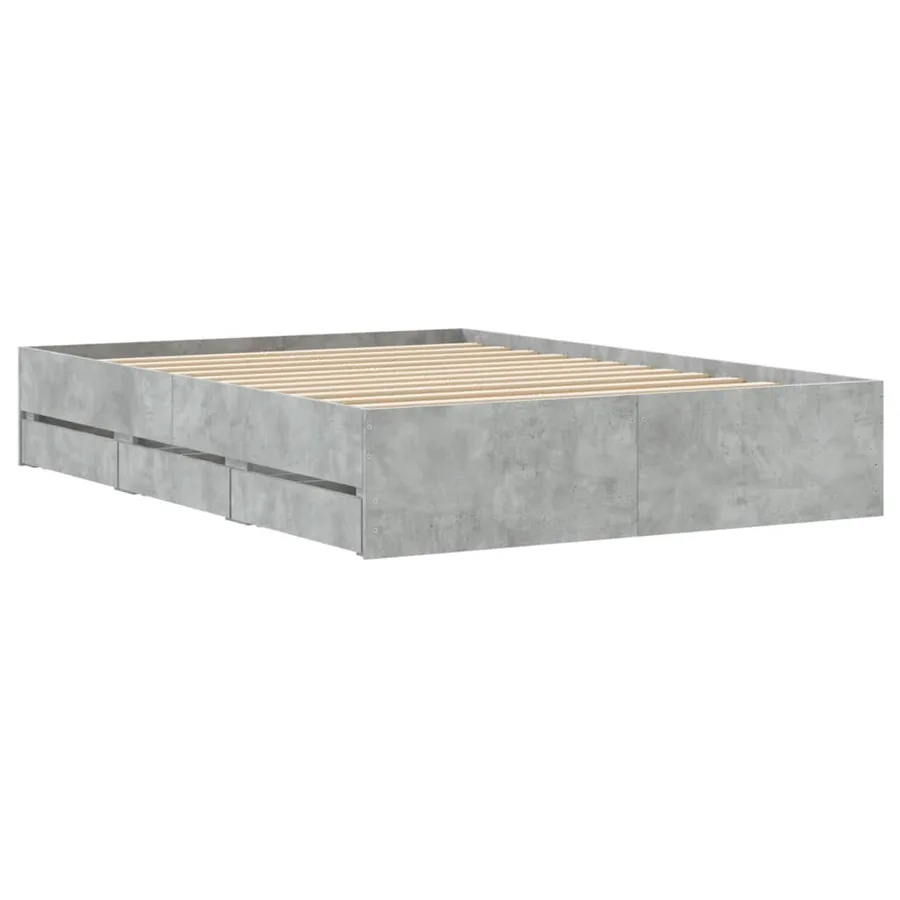 Cadre de lit avec tiroirs sans matelas gris béton 120x190 cm - 8
