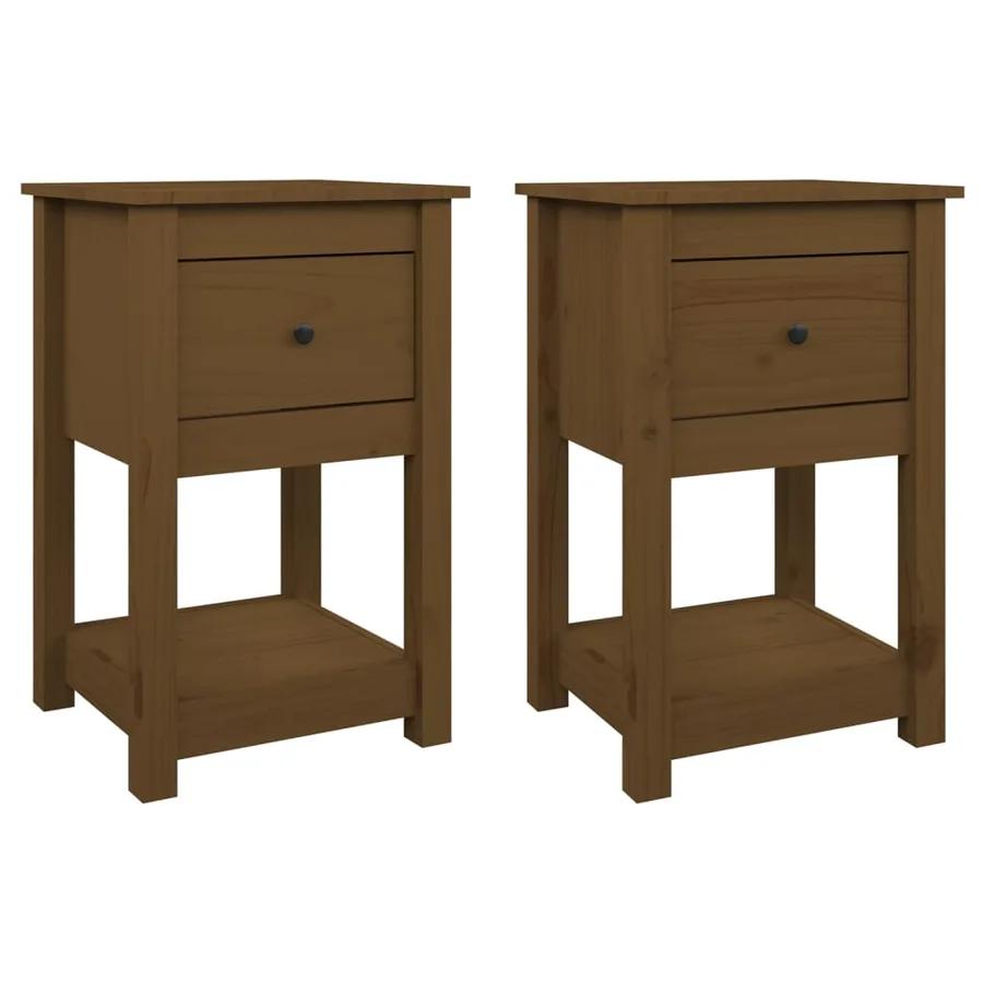 Tables de chevet 2 pcs Marron miel 40x35x61,5 cm Pin solide - 2