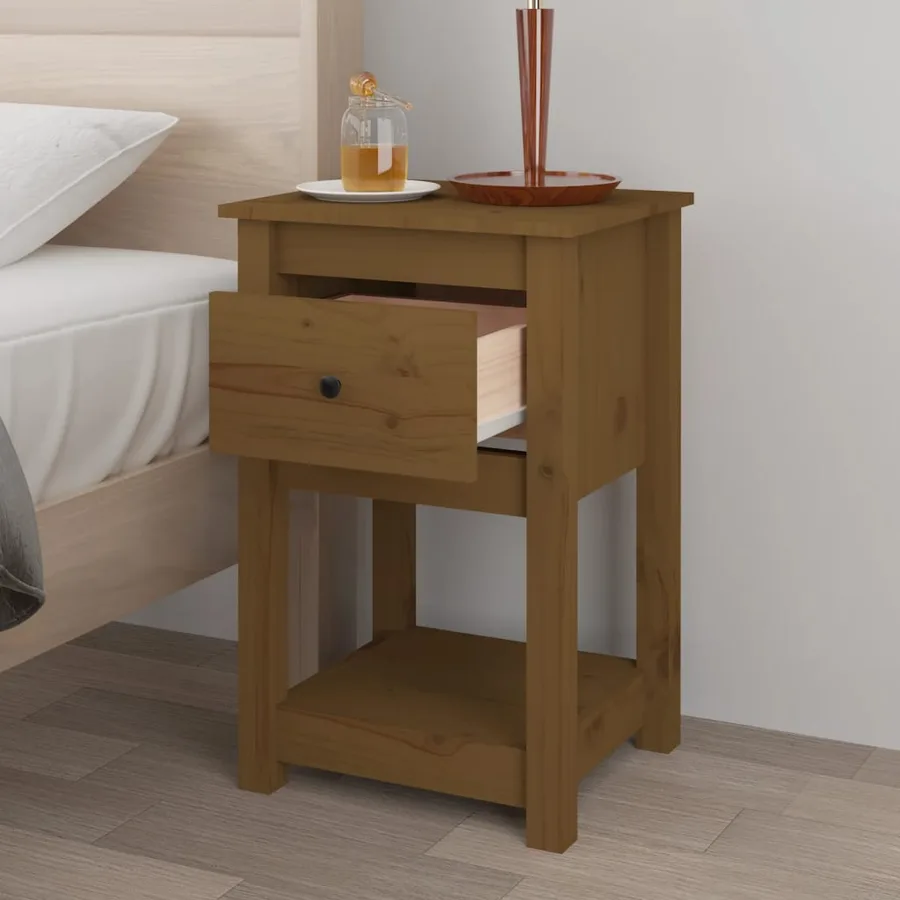 Tables de chevet 2 pcs Marron miel 40x35x61,5 cm Pin solide - 4