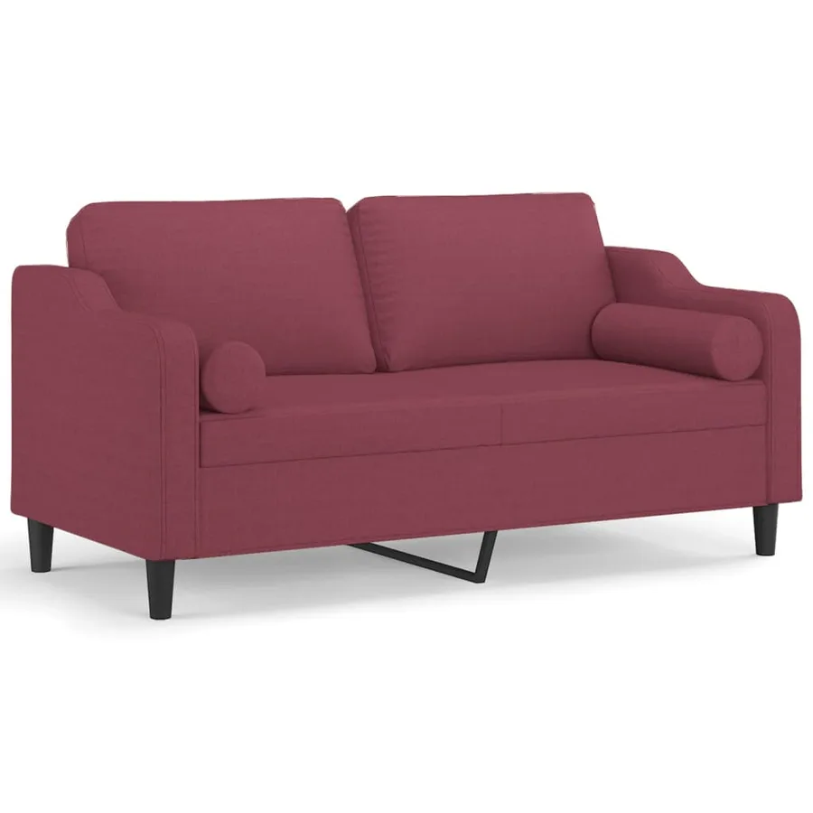 Canapé 2 places avec oreillers bordeaux 140 cm tissu - 2