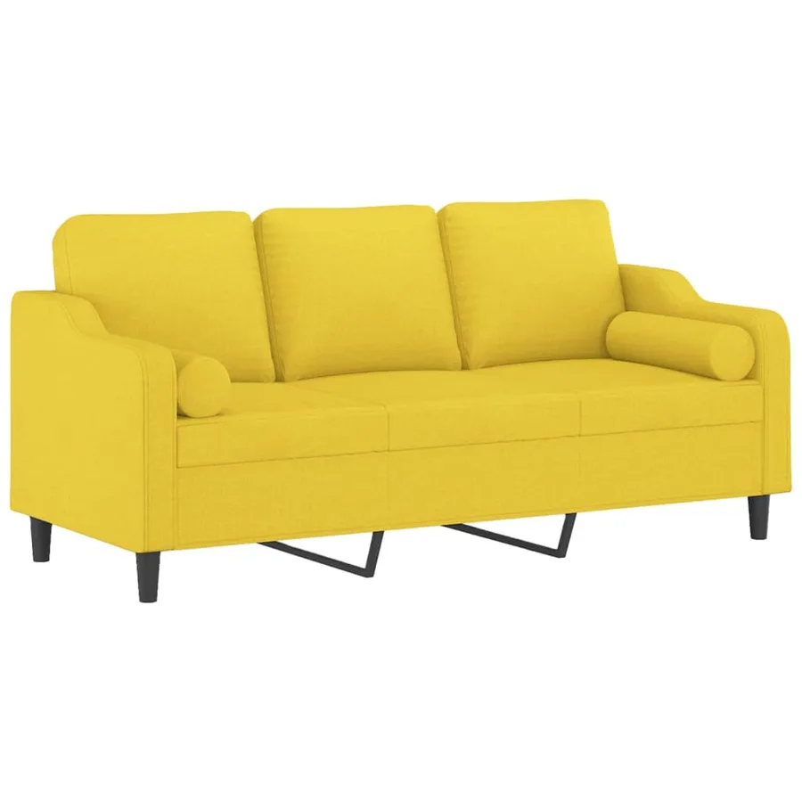 Canapé 3 places avec oreillers jaune clair 180 cm tissu - 3