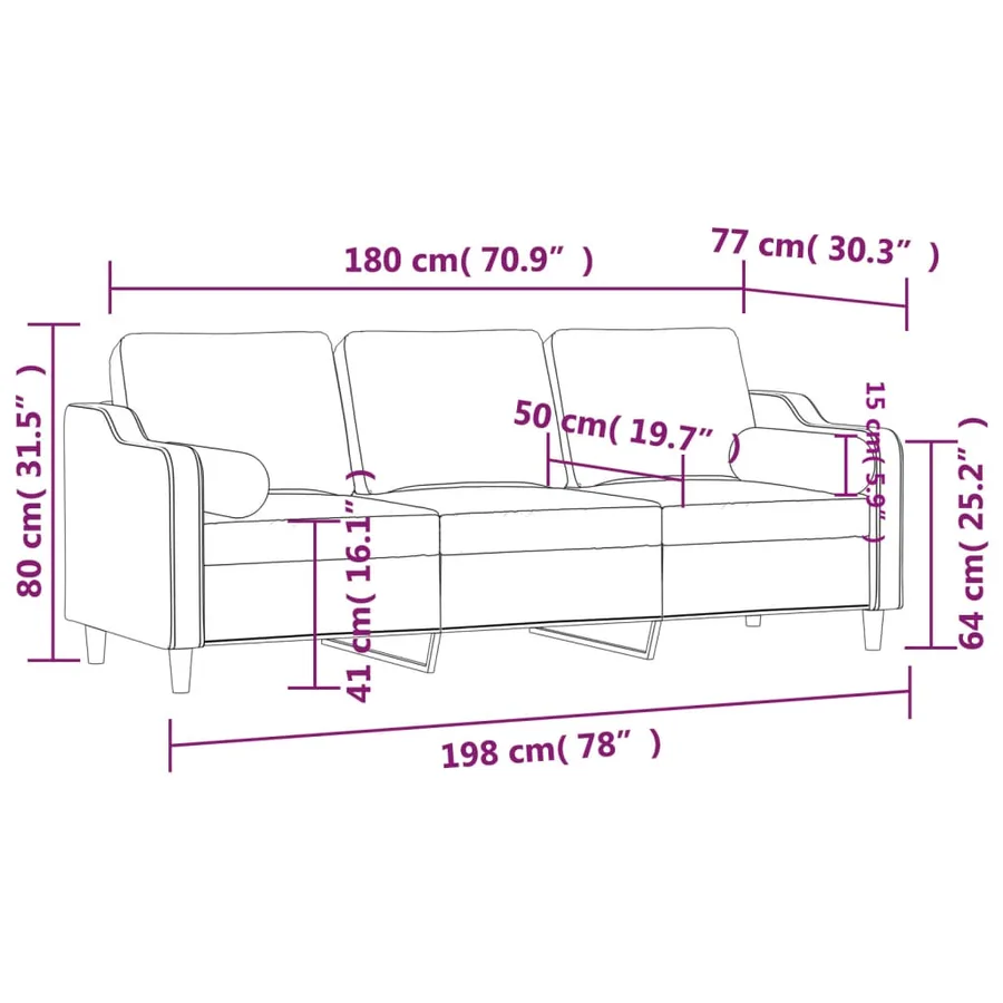 Canapé 3 places avec oreillers jaune clair 180 cm tissu - 8