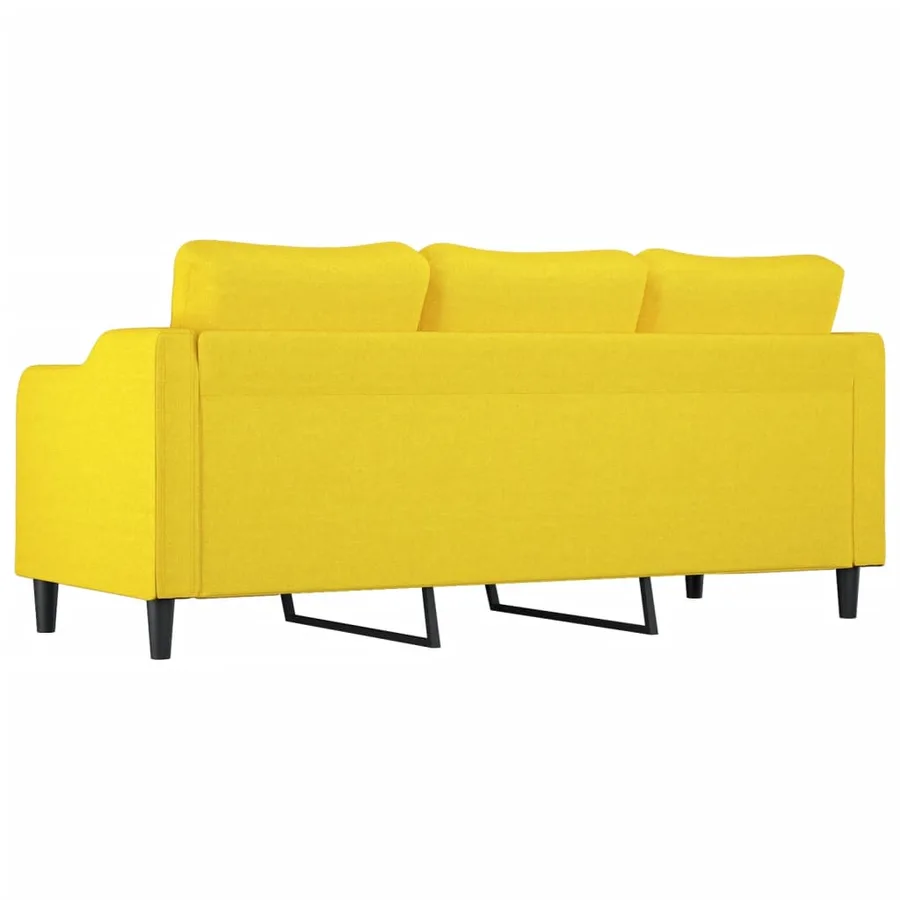 Canapé à 3 places Jaune clair 180 cm Tissu - 5