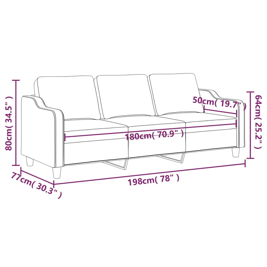 Canapé à 3 places Jaune clair 180 cm Tissu - 8