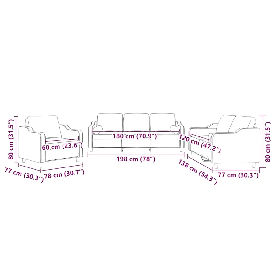 Ensemble de canapés 3 pcs avec coussins jaune clair tissu - 10