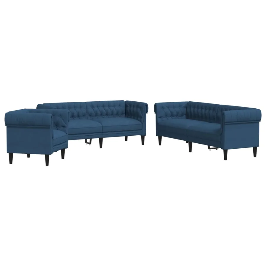 Ensemble de canapés 3 pcs bleu tissu - 2