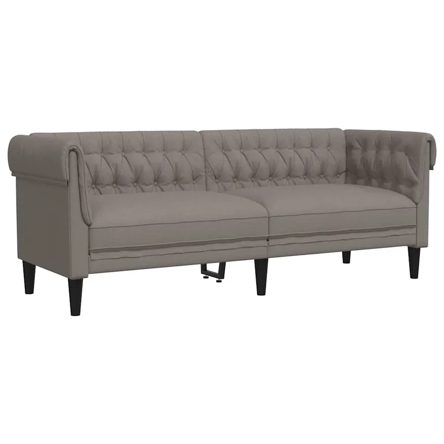 Canapé Chesterfield 3 places taupe tissu - 2