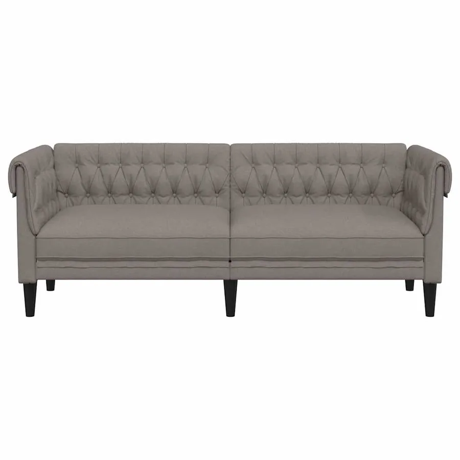 Canapé Chesterfield 3 places taupe tissu - 4