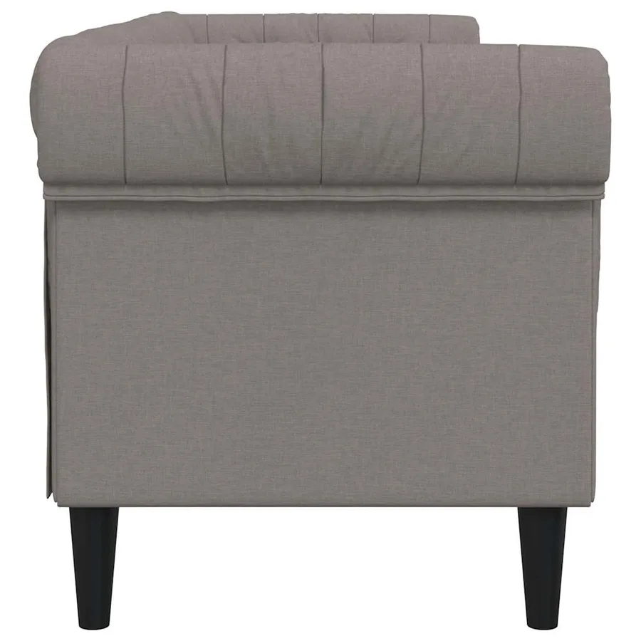 Canapé Chesterfield 3 places taupe tissu - 5