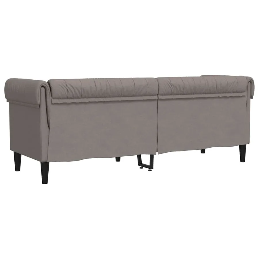 Canapé Chesterfield 3 places taupe tissu - 6