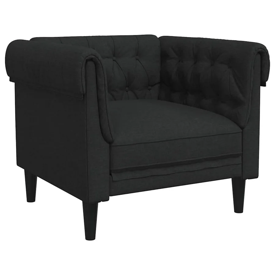 Fauteuil Chesterfield noir tissu - 2