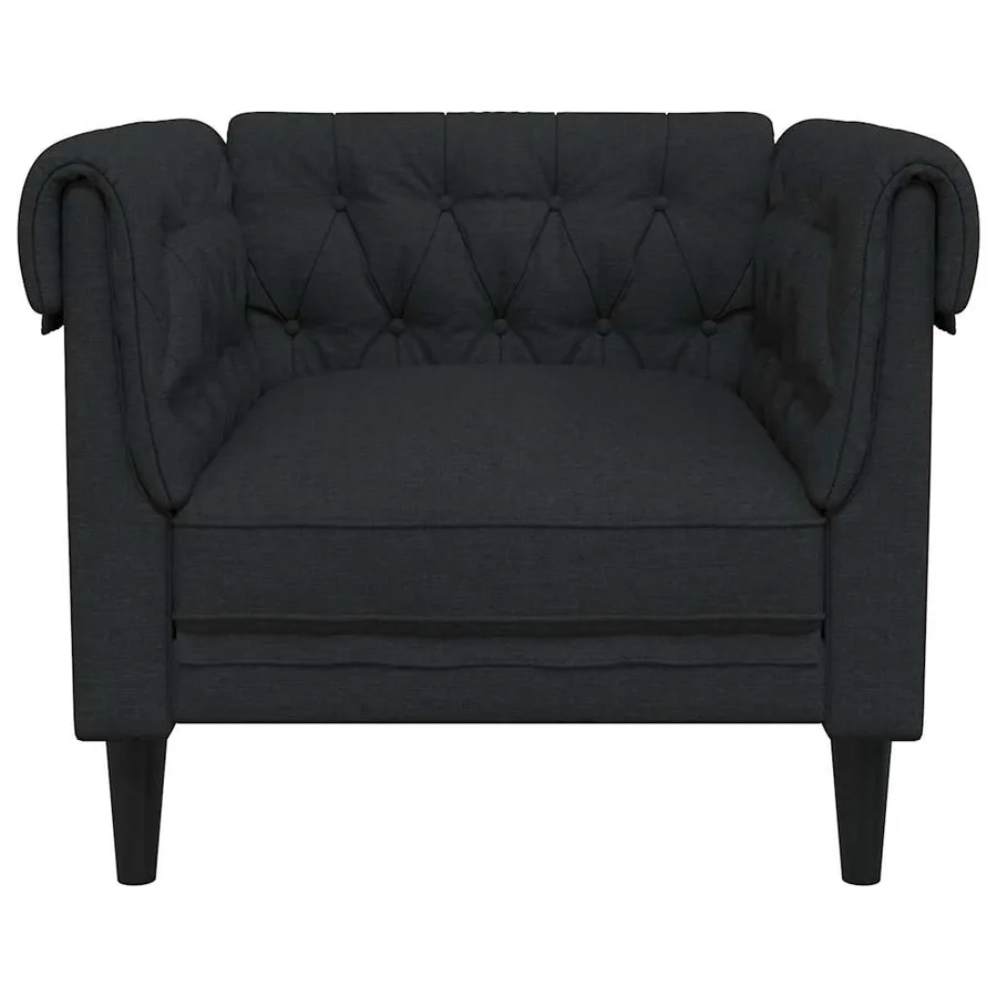 Fauteuil Chesterfield noir tissu - 4