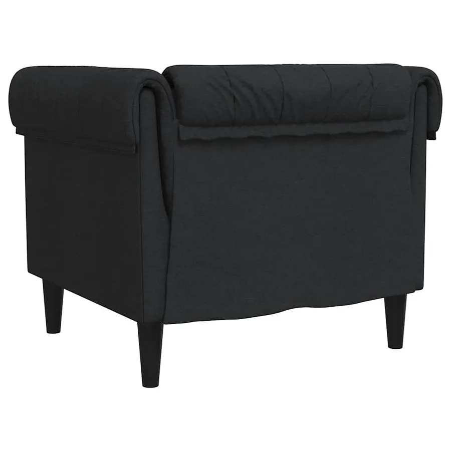 Fauteuil Chesterfield noir tissu - 6