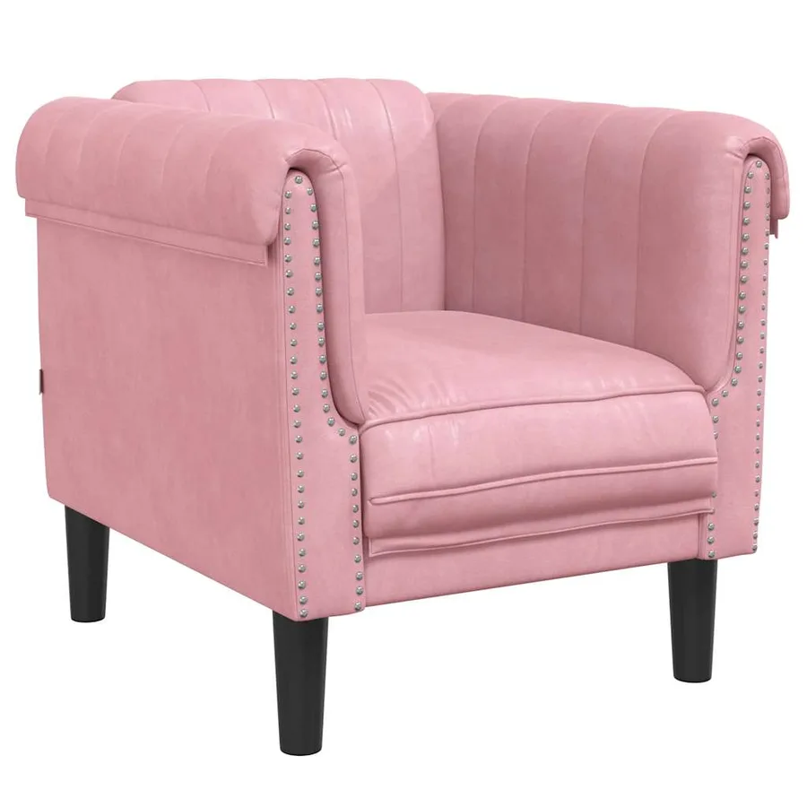 Fauteuil rose velours - 2