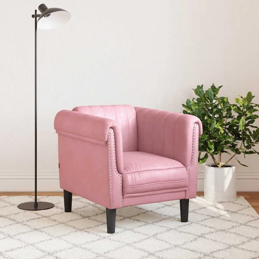 Fauteuil rose velours - 3