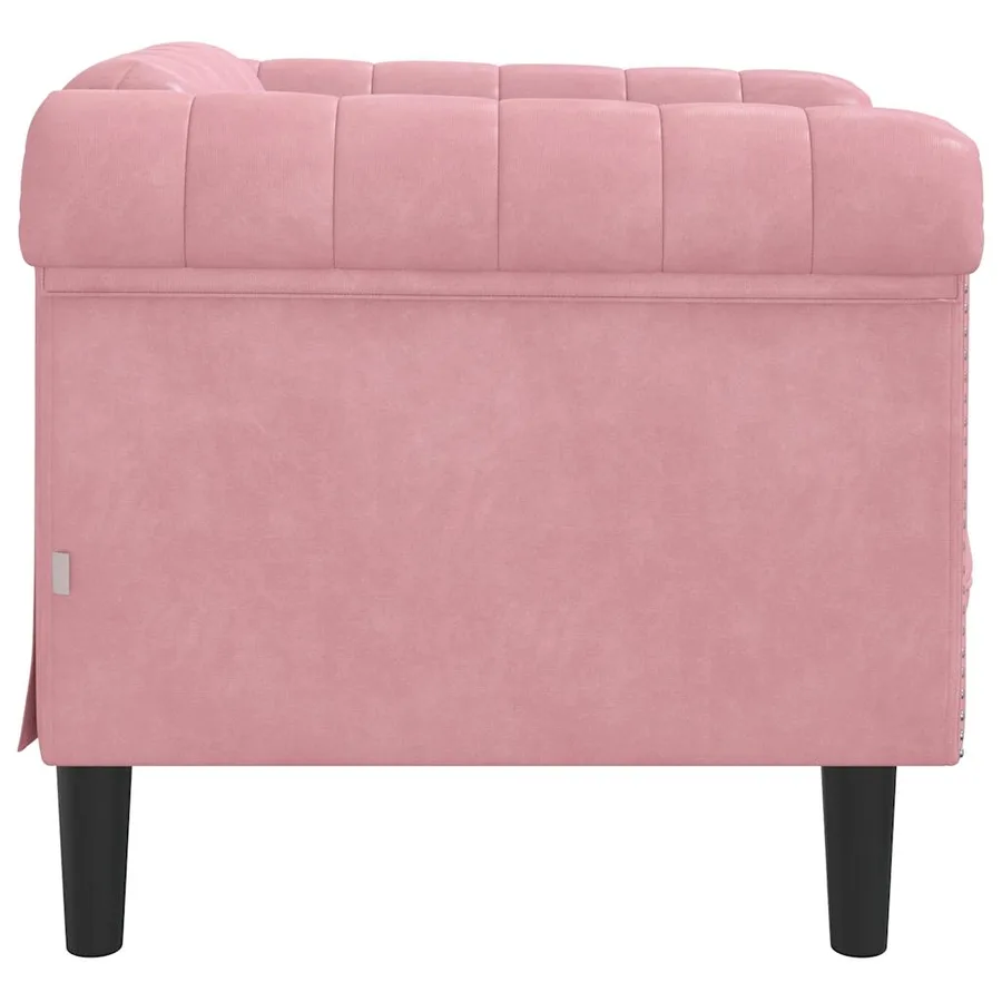 Fauteuil rose velours - 5
