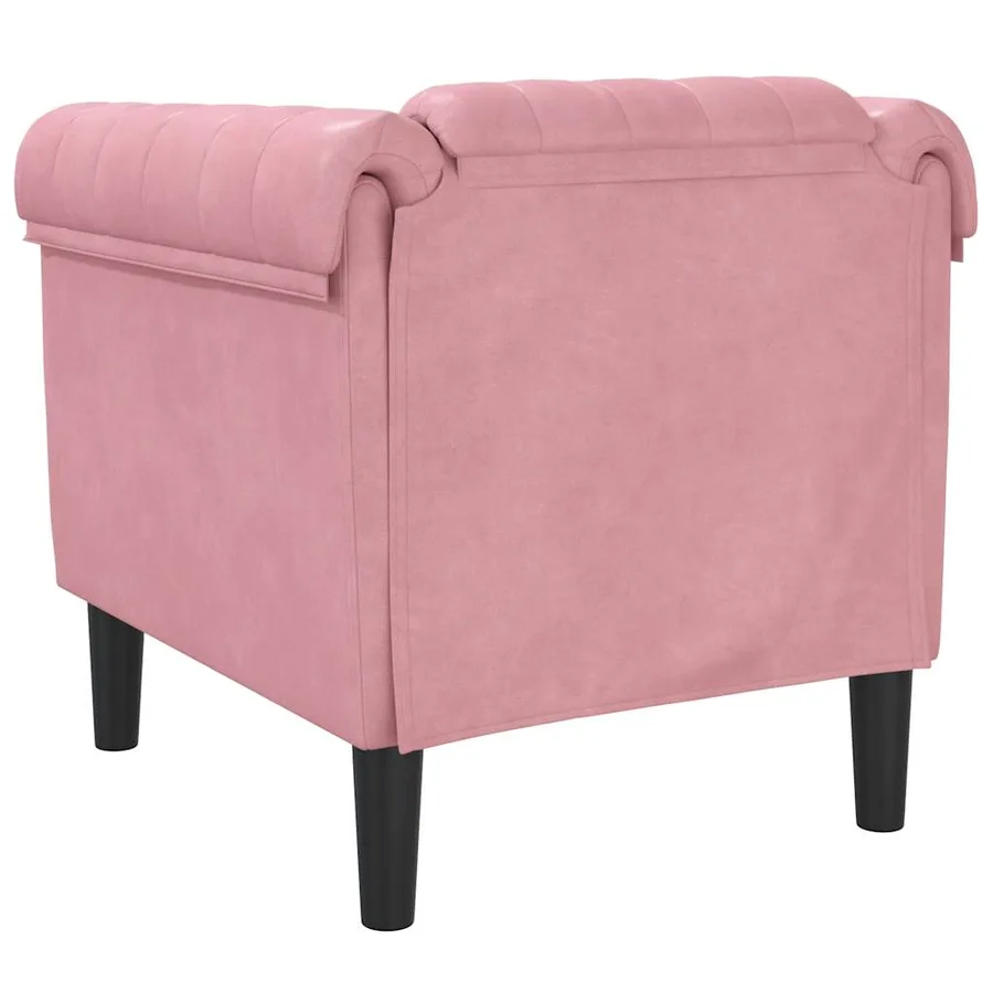 Fauteuil rose velours - 6