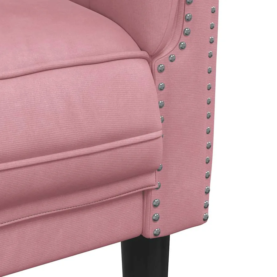 Fauteuil rose velours - 7