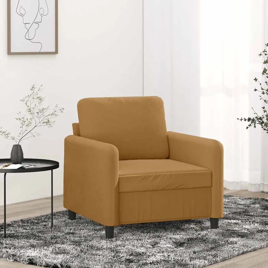 Fauteuil Marron 60 cm Velours