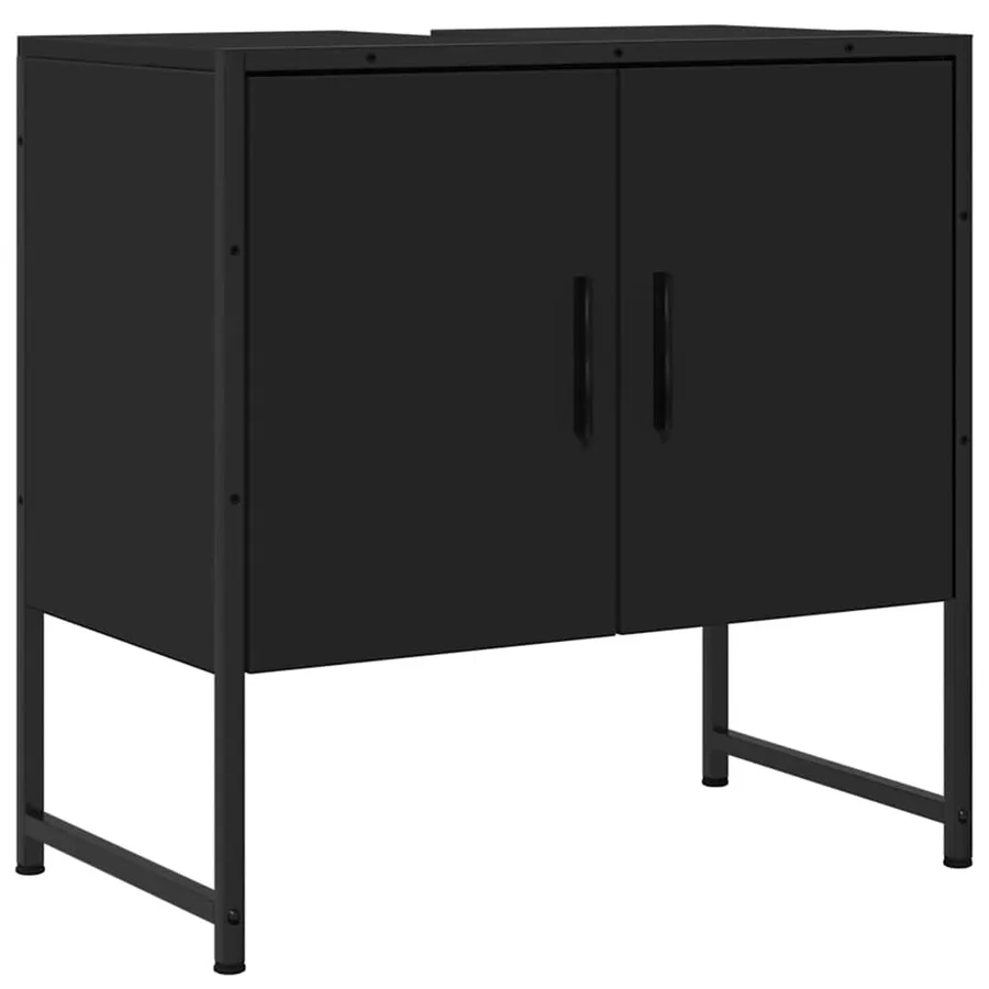 Armoire lavabo de salle de bain noir 60x33x60 cm - 2