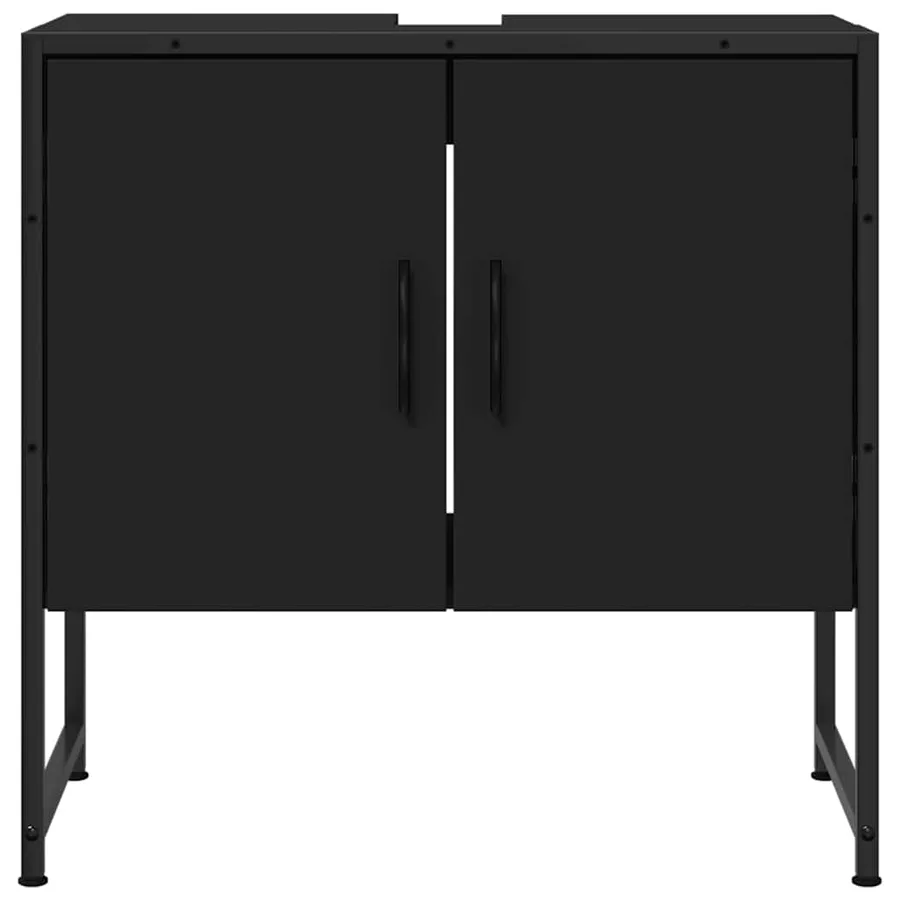 Armoire lavabo de salle de bain noir 60x33x60 cm - 5