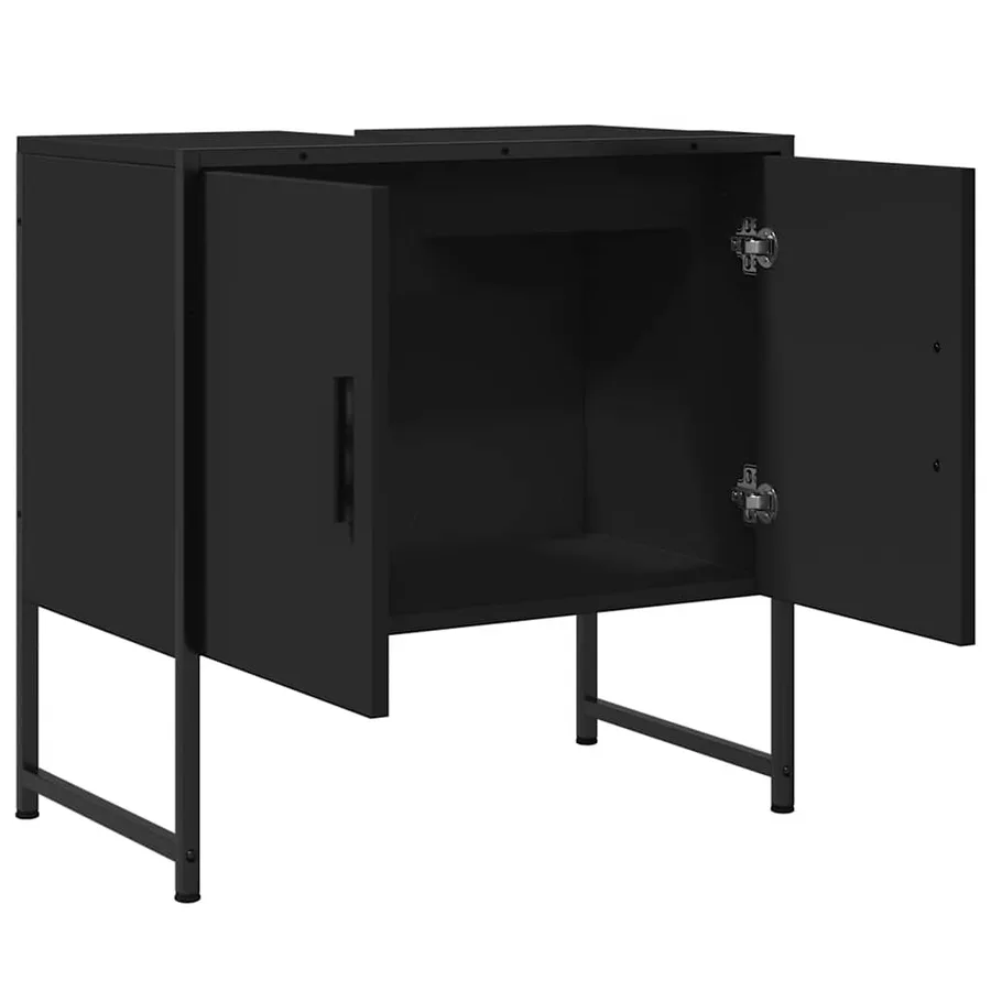 Armoire lavabo de salle de bain noir 60x33x60 cm - 7