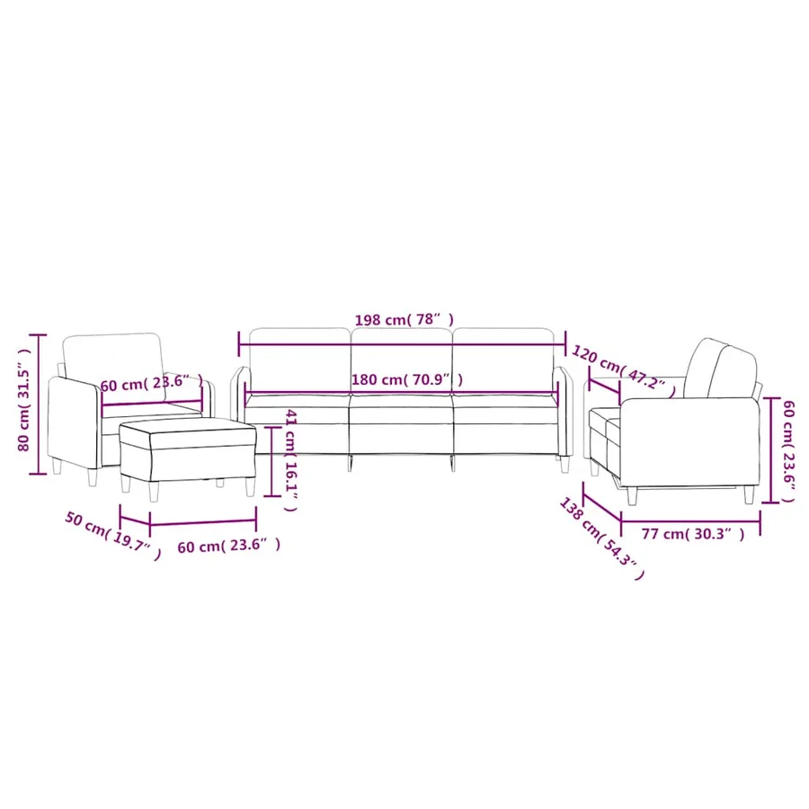 Ensemble de canapés 4 pcs jaune velours - 10
