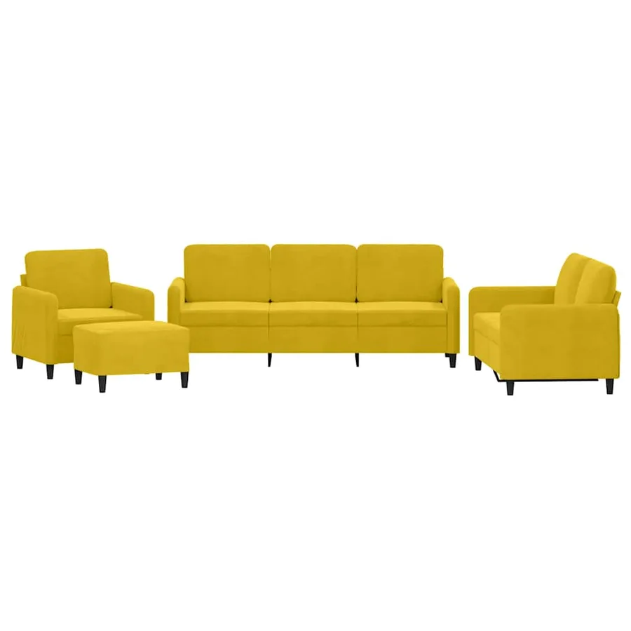 Ensemble de canapés 4 pcs jaune velours - 2
