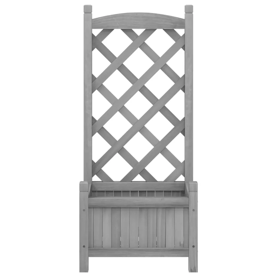 Jardinière avec treillis gris bois massif de sapin - 4