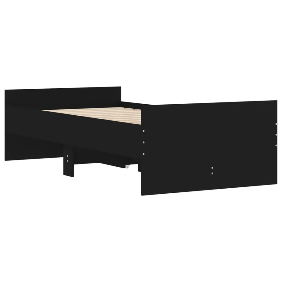 Cadre de lit avec tiroirs sans matelas noir 90x190 cm - 8