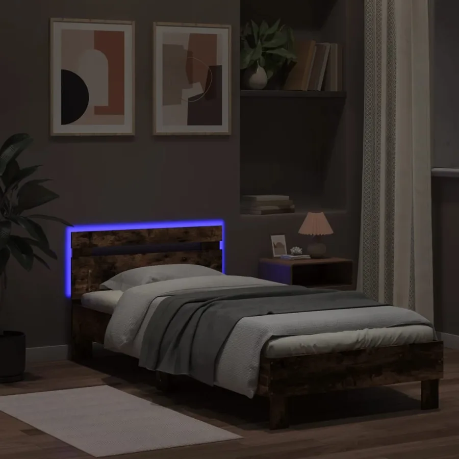 Cadre de lit sans matelas avec lumières LED 90x200 cm - 4