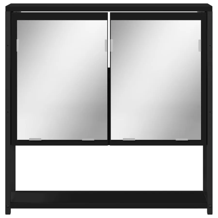 Armoire à miroir de salle de bain noir bois d'ingénierie - 5