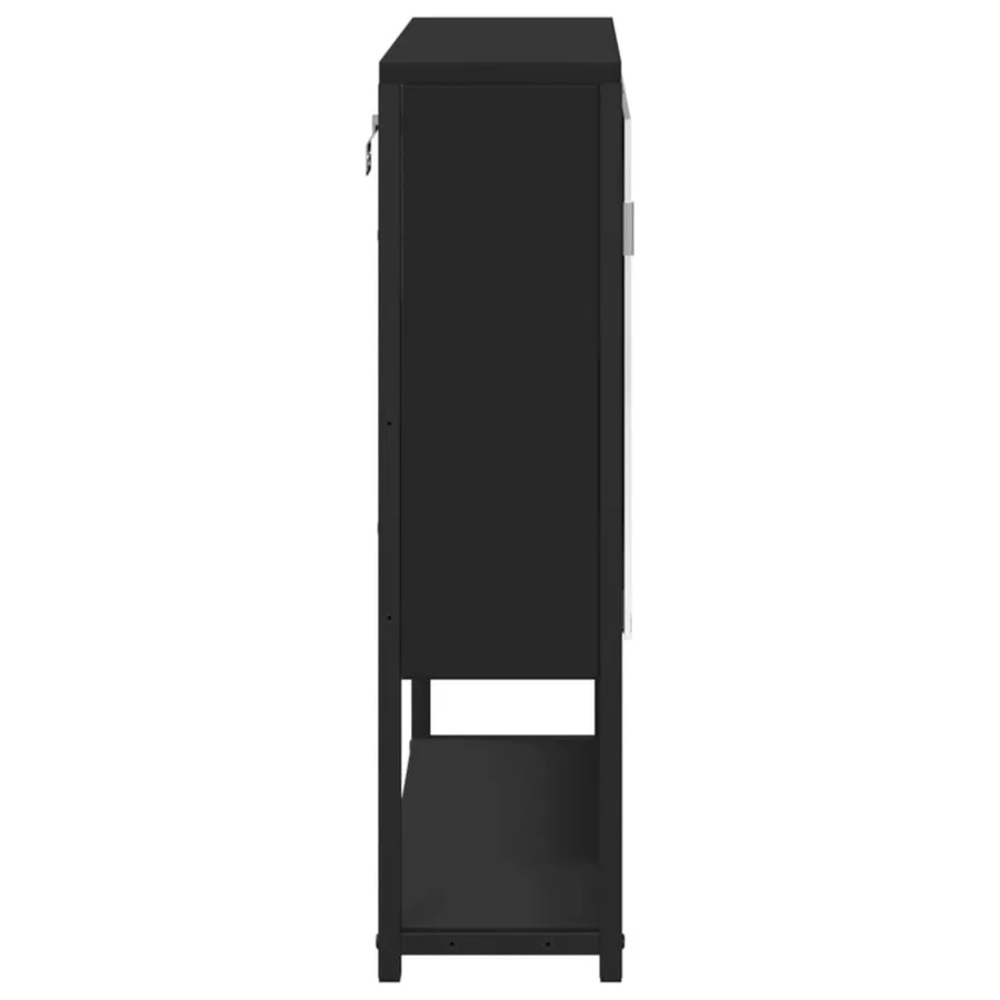 Armoire à miroir de salle de bain noir bois d'ingénierie - 7