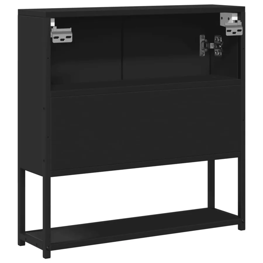 Armoire à miroir de salle de bain noir bois d'ingénierie - 8