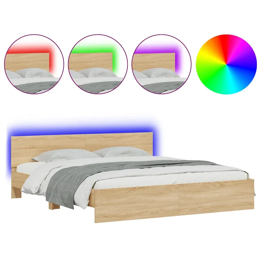 Cadre de lit avec LED sans matelas chêne sonoma 180x200 cm - 2