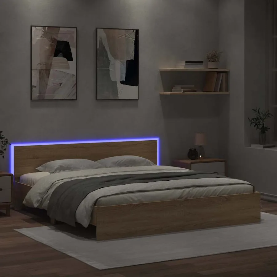 Cadre de lit avec LED sans matelas chêne sonoma 180x200 cm - 4