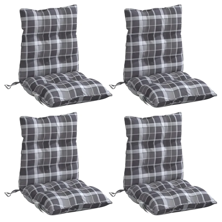 Coussins de chaise à dossier bas lot de 4 motif à carreaux gris - 3